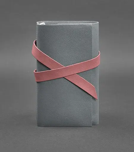 Жіночий шкіряний блокнот (Софт-бук) 1.0 Сірий з рожевим - фото 1