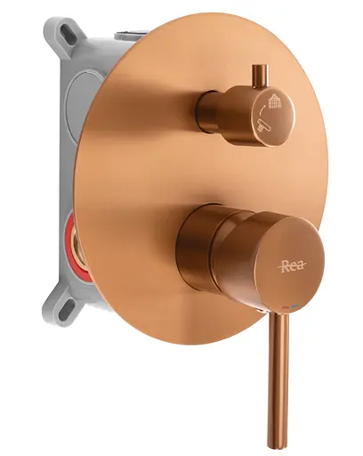 Душова система Rea Lungo brushed copper + BOX прихованого монтажу REA-P8809, Теплий захід сонця - фото 2