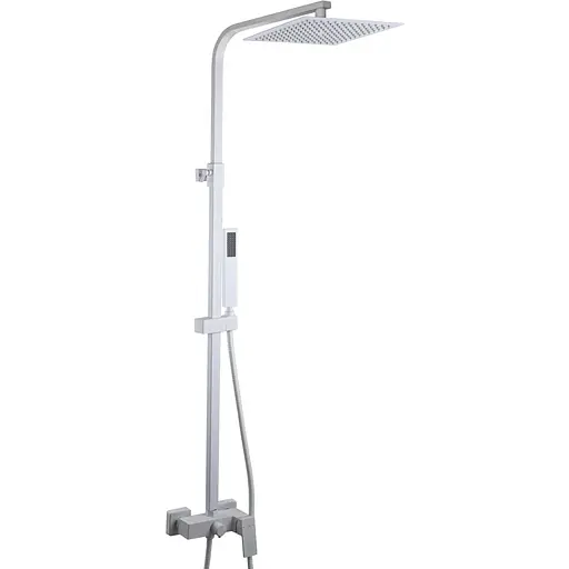 Душова система Topaz Odiss To 18802-H66-WW без вилива, квадратна штанга БІЛА матова Н-130см, Білий - фото 1