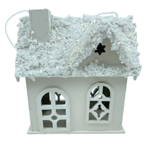 Домик декоративный новогодний деревянный 5х12х20 см молочный 28124201