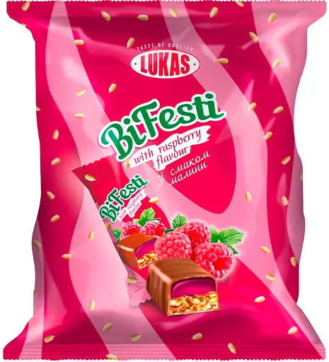 Конфеты Lukas BiFesti глазированные грильяжно-желейные со вкусом малины 1 кг - фото 2