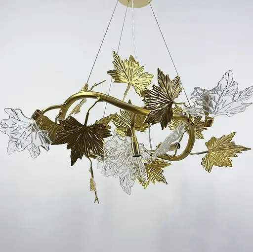 Люстра с декоративной листвой клена Ø60 см | Ст. MD 6015-600 GD Line F - фото 4