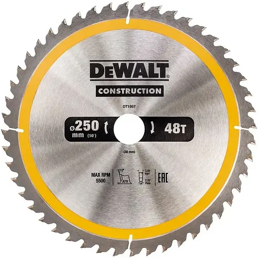 Диск пильный DeWalt Construction 250х30 мм 48z (DT1957)