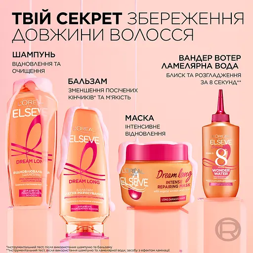 Шампунь L’Oreal Paris Elseve Dream Long для восстановления длинных и поврежденных волос 1 л. - фото 4