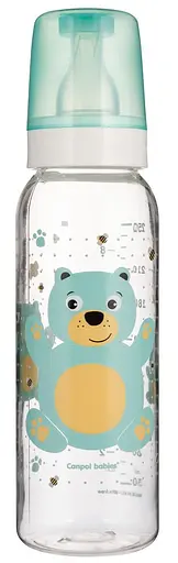 Бутылка с узким отверстием 250 мл с рисунком и ручкой "BPA FREE" коллекция "Веселые зверьки" Бирюзова - фото 1