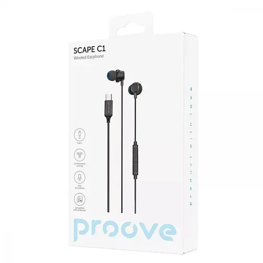 Наушники Proove проводные Scape C1 Type-C черные - фото 2