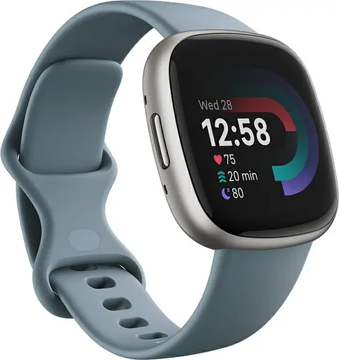 Смарт-часы Fitbit Versa 4 Waterfall Blue/Platinum (FB523SRAG) - фото 3