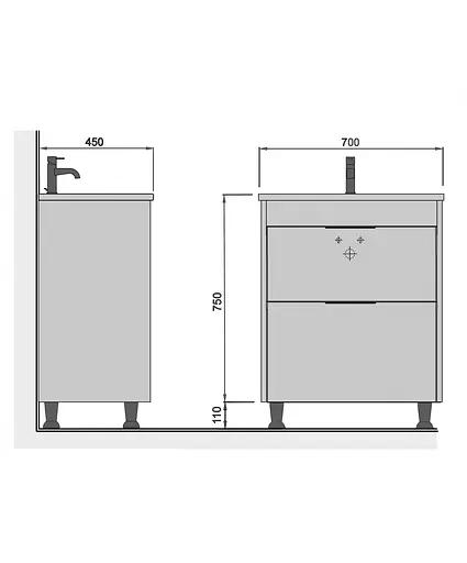 Тумба Мойдодир Freya 70 з умивальником Ipek 70 Білий - фото 2