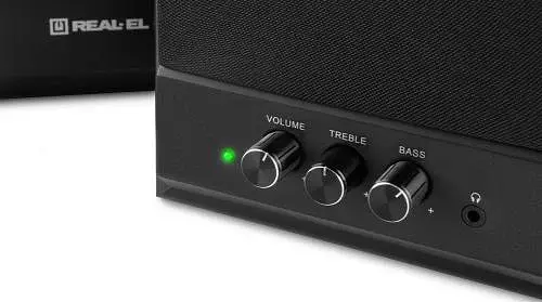 Колонки 2.0 REAL-EL S-305 Black, 2 x 20 Вт, МДФ, живлення від 220V, керування спереду - фото 6