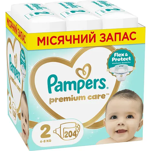 Подгузники Pampers Premium Care Размер 2 (4-8 кг) 204 шт. - фото 1