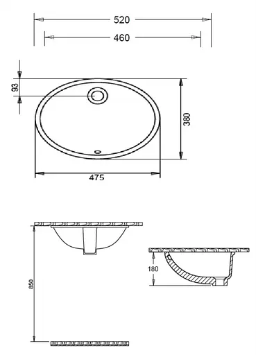 Умивальник врізний під стільницю Imprese овальний 38x47,5x18 см white c06900103OV, Білий - фото 2