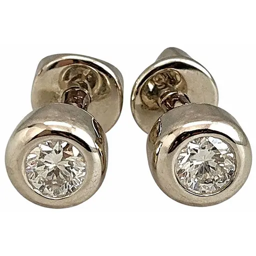 Золотые серьги-пуссеты с бриллиантами. 202287Б - фото 1