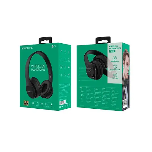 Беспроводные наушники Borofone BO4, BT5.0, AUX, 200mAh, 5h, black - фото 4