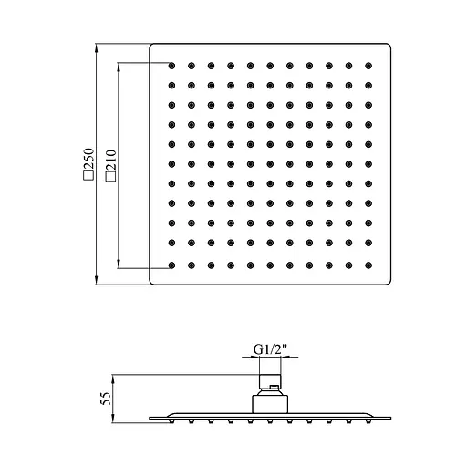Верхний душ Kroner KRP Edelstahl Kubus - ESG704-25 CV022954, Хром матовый - фото 2