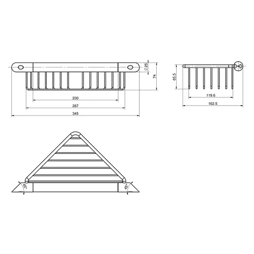Полочка-поручень угловая Volle Teo 15-88-721, Хром - фото 2
