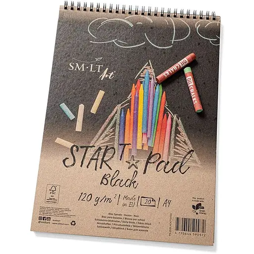 Альбом для рисунку на спіралі SM-LT Art STAR T А4 120г/м2 20л чорний папір - фото 2