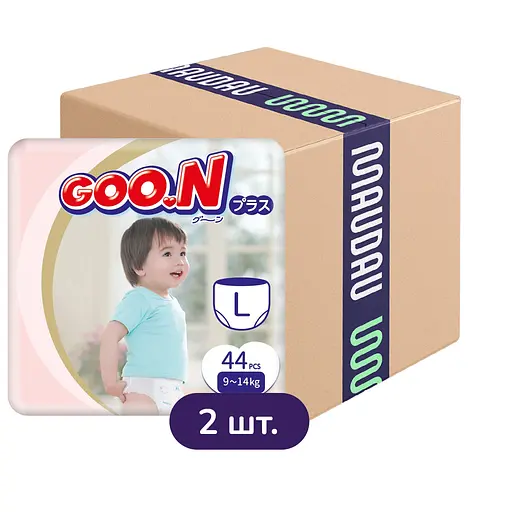 Упаковка трусиків-підгузків Goo.N Plus L (9-14 кг) для дітей унісекс 88 шт. (44 шт. х 2 шт.)