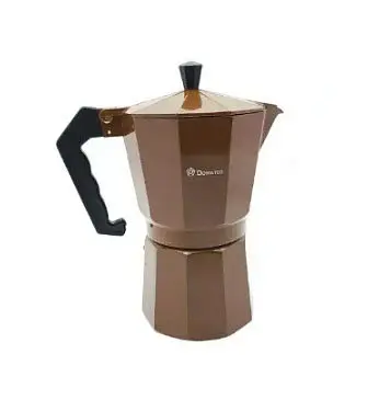 Гейзерная турка кофеварка для плиты из алюминия Domatec DT-2709 на 9 чашек кофейник гейзерного типа Коричневая - фото 1