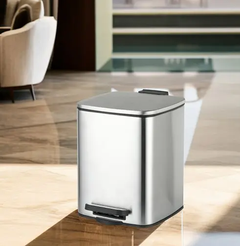 Відро для сміття Zerix Kubix-TC0106 SS Color з плавним закриттям квадратне 6 л нержавійка (ZX5889)  - фото 3