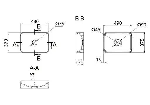 Раковина накладная Qtap Tern Marble, прямоугольная, с донным клапаном QT17116069MR - фото 6