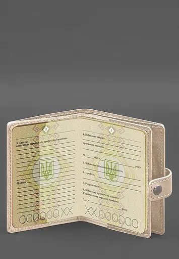 Кожаная обложка-портмоне для военного билета офицера запаса (узкий документ) Светло-бежевый - фото 5