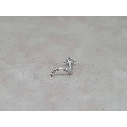 Золотая серьга-пирсинг Астор в нос с бриллиантами. 1122443Р_Б - фото 5