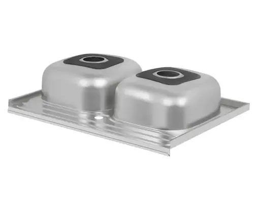 Кухонная мойка на две чаши 790x480x180 мм + сифон Wezer 7848(08) Satin, Satin - фото 3