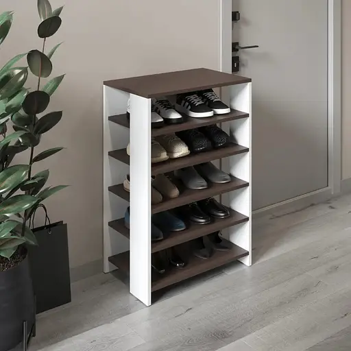 Тумба для взуття VAYS взуттєва полиця M-36 венге темний-білий