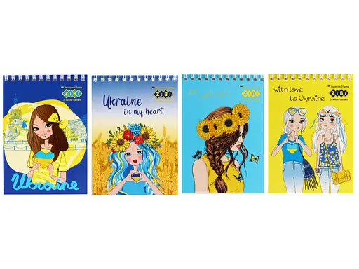 Блокнот на пружине сверху Pretty Girls KIDS Line, А6, 40 листов, картонная обложка, 4 шт. в упаковке