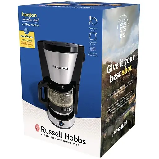Кофеварка Russell Hobbs Heaton, 1.25 л молотая черно-серебряная - фото 8