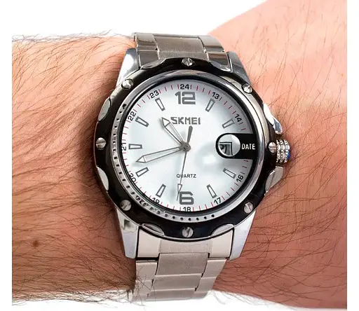 Чоловічий наручний годинник Skmei Robby Steel 0992S Сріблястий з білим - фото 3