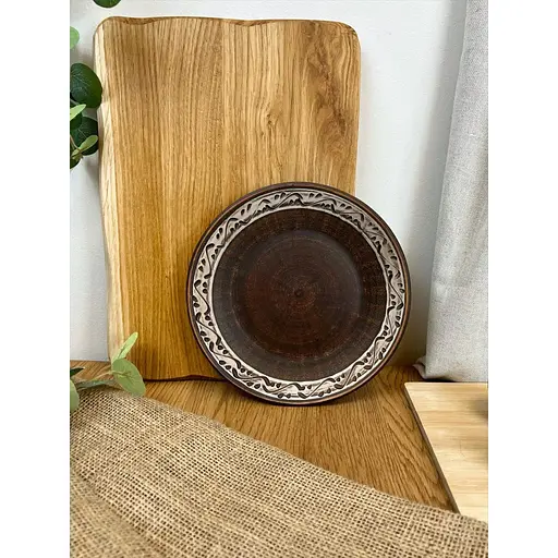 Тарелка 21 см керамическая (глиняная) резная Ангоб - фото 2