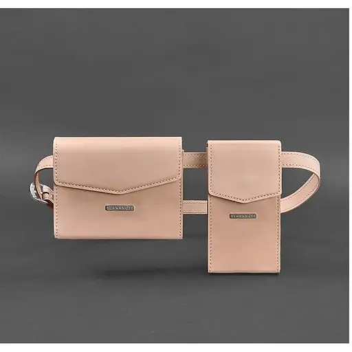 Набір жіночих рожевих шкіряних сумок Mini поясна / кроссбоді - фото 1