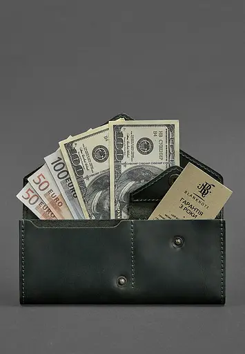 Женский кожаный кошелек Керри 1.0 зеленый Crazy Horse - фото 3