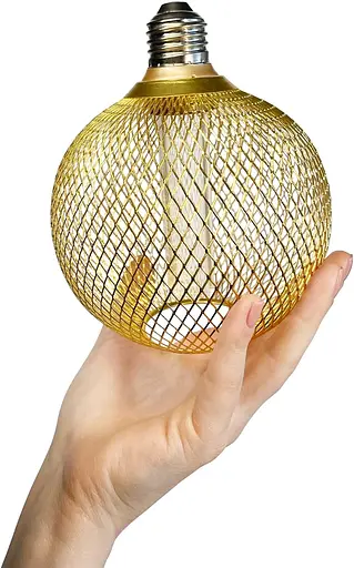 Декоративная лампочка HICE - с регулируемой яркостью, цоколь E26 - шарик в металлической клетке - фото 4