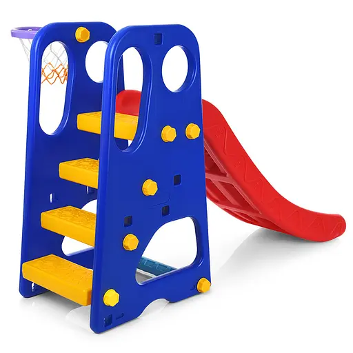 Дитяча гірка BAMBI YG2016-16-1 Пластик, д163-ш85-в103см, з баскетбольним кільцем, червона - фото 4