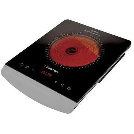 Настільна плита Liberton LIC-3801, чорний/білий, 2000W, інфрочервона, 8 режимів, 1 конфорка, керування сенсорне, склокераміка, - фото 1