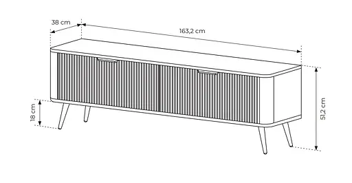 Тумба під телевізор Perfect Home Ланте / Lante 2-дверна з чорними ніжками 2D/163 Беж (PFH-091183) - фото 3