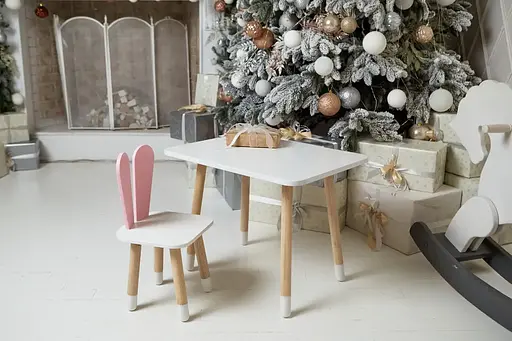 Дитячий прямокутний столик (Білий) та стільчик Зайчик (Рожевий) - фото 9