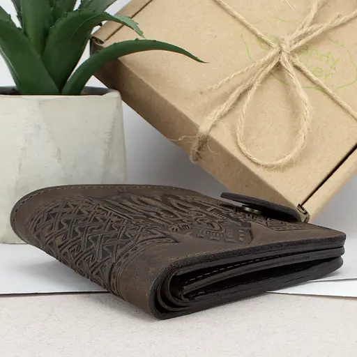 Портмоне мужское кожаное Handycover HC0041 коричневое с гербом Украины - фото 4