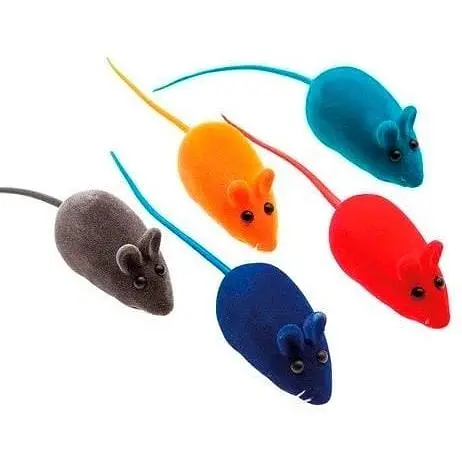 Миша велюрова кольорова Fox іграшки для котів у пакеті 6.5 см в асортименті - фото 2