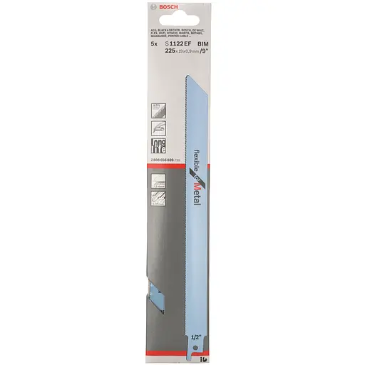 Полотно пиляльне для шабельної пилки Bosch Professional по металу, S 1122 EF, 18TPI, 5 шт.