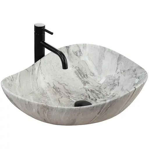 Умивальник Rea Dora Stone накладний REA-U5066, Сірий - фото 1