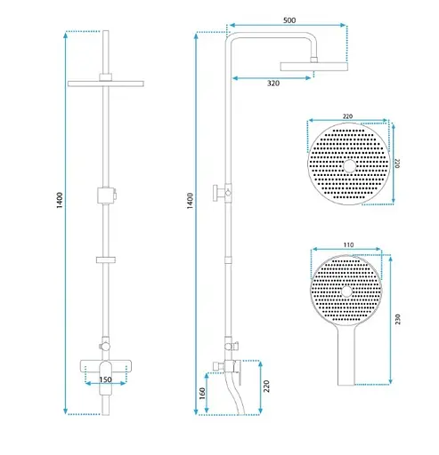 Душова система Rea Salton gold з виливом REA-P2407, Золотий - фото 5