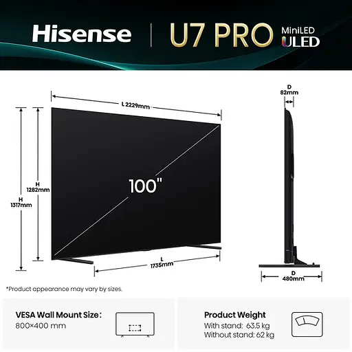 LED-телевізор Hisense 100U7Q PRO - фото 3