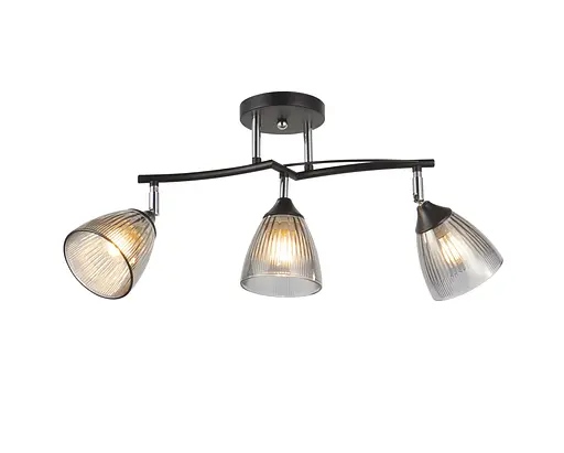Люстра стельова на 3 плафони 6317-3 (Чорний+Хром)