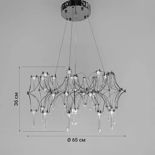 Дизайнерська невагома срібна люстра із кришталем Ø 65 см | Арт. MJ 203-600 CH | Line F - фото 11