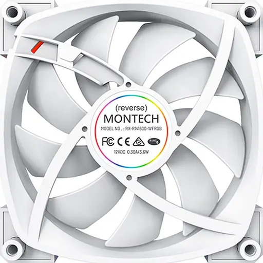 Вентилятор MONTECH 140MM RX140 Reverse PWM WHITE (RX140 PWM WHITE) - фото 3