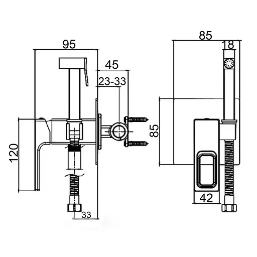 Смеситель гигиенический Globus Lux PIANO GLPN-0-106MIX одноручный настенный для душа с латунным корпусом хромированный - фото 7