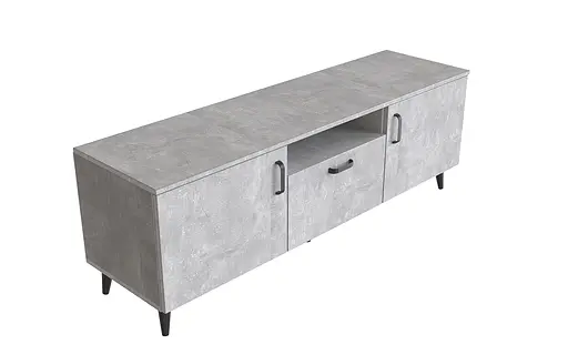 Тумба Лестер на конусних ніжках Ferrum-decor 48x139x38 Чорний метал ДСП Бетон 16 мм (FRD-106801)